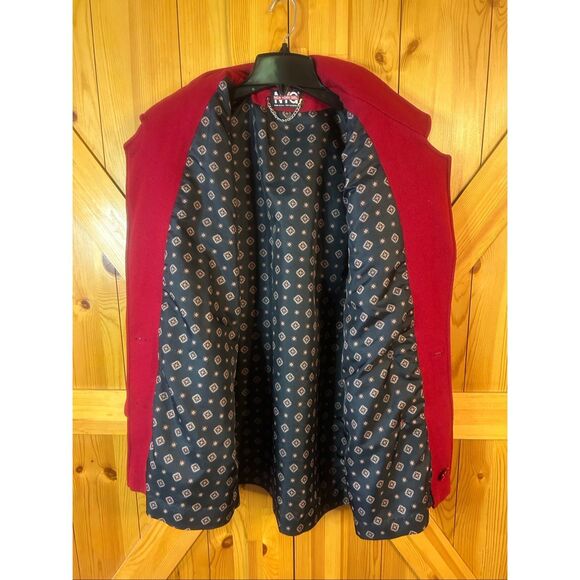 VINTAGE New York Girl Lined Double Breasted Red Wool Peacoat READ Size Medium (5 - Picture 5 of 6